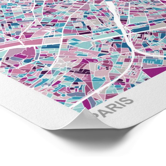 Paris France Map ポスター (角)