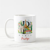 Paris France Monogram Letter P Personalized Gift コーヒーマグカップ (左)