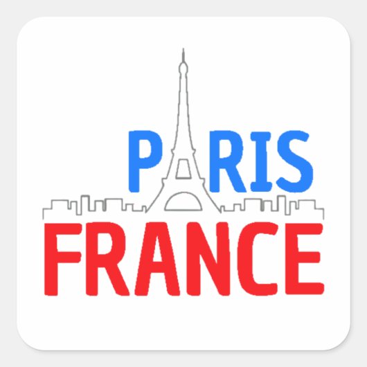 Paris France, Parisian, Bonjour スクエアシール (正面)
