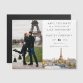 Paris France Photo Wedding Save The Date マグネット招待状 (正面/裏面)
