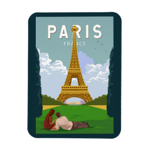 Paris France Retro Travel Art Vintage マグネット