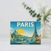 Paris France Retro Travel Postcard ポストカード (スタンド正面)