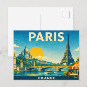 Paris France Retro Travel Postcard ポストカード (正面/裏面)