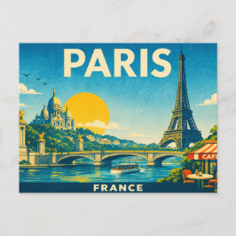 Paris France Retro Travel Postcard ポストカード