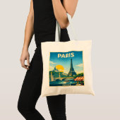 Paris France retro Travel Poster トートバッグ (正面(商品))