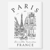 Paris France –  Sketch with Eiffel Tower & Café マグネット (正面)