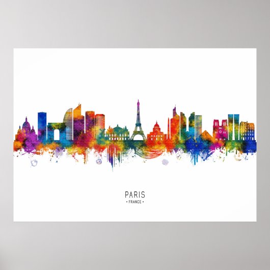 Paris France Skyline ポスター (正面)