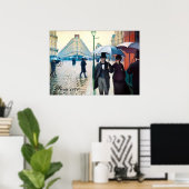 Paris France Street Scene Rainy Day Poster ポスター (ホームオフィス)