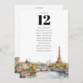 Paris France Table Number Seating Chart 招待状 (正面/裏面)