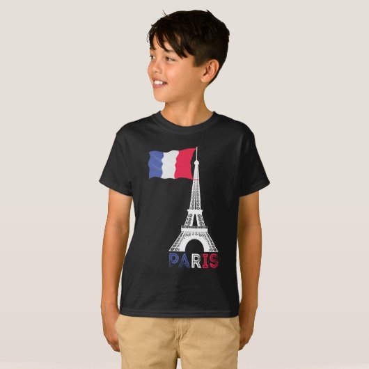 Paris France Theme Love Eiffel Tower Tシャツ (正面フル)