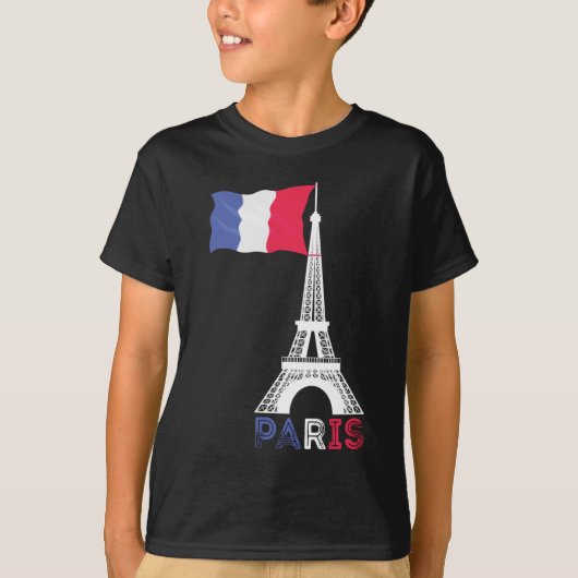 Paris France Theme Love Eiffel Tower Tシャツ (正面)