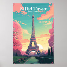 Paris france vintage travel poster