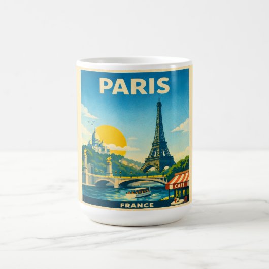 Paris France Vintage Travel Poster Mug コーヒーマグカップ (中央)