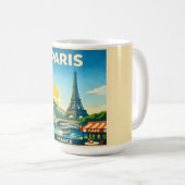 Paris France Vintage Travel Poster Mug コーヒーマグカップ (正面右)