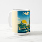 Paris France Vintage Travel Poster Mug コーヒーマグカップ (正面左)