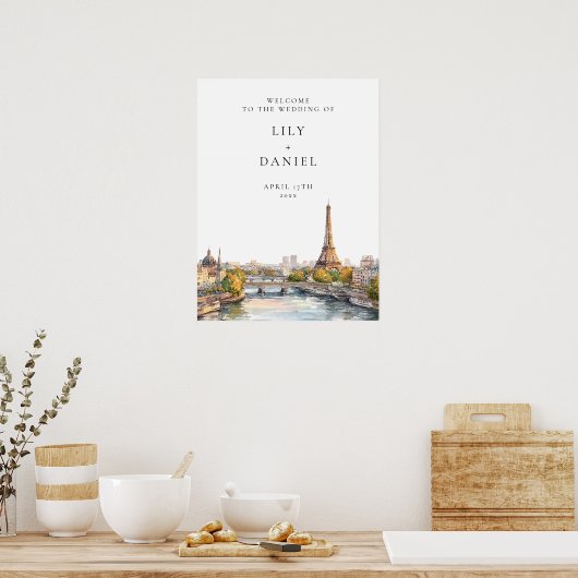 Paris France Wedding Welcome Sign ポスター (キッチン)
