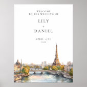 Paris France Wedding Welcome Sign ポスター (正面)