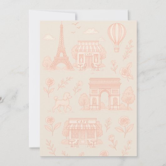 Paris French Toile Baby Shower 招待状 (裏面)