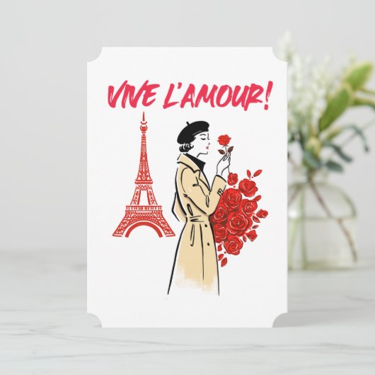 Paris Girl Aesthetic – Romantic Eiffel Tower Desig 招待状 (スタンド正面)
