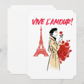 Paris Girl Aesthetic – Romantic Eiffel Tower Desig 招待状 (正面/裏面)