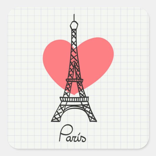 Paris - I Love the Eiffell Tower スクエアシール (正面)