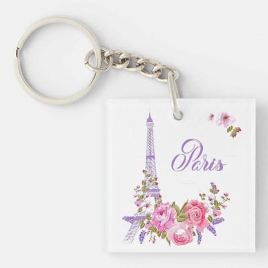 Paris in Bloom Midnight in Paris Floral Paris Roma キーホルダー (正面)