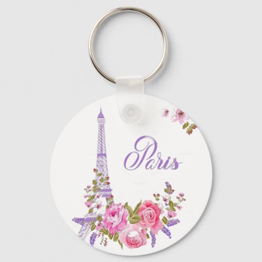 Paris in Bloom Midnight in Paris Floral Paris Roma キーホルダー (正面)