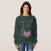 Paris in Bloom Midnight in Paris Floral Paris Roma スウェットシャツ (正面フル)
