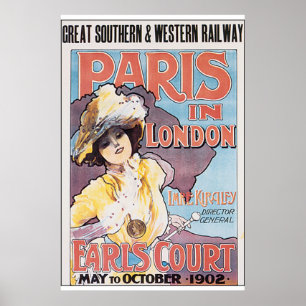Paris in London Vintage Travelポスター ポスター