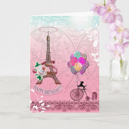 Paris Inspired Birthday Card カード (蘭)