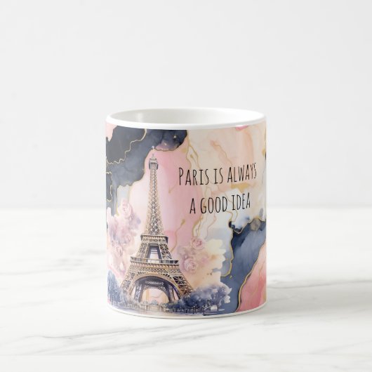 Paris is Always A Good Idea Eiffel Tower Roses コーヒーマグカップ (中央)