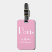 Paris is always a good idea pink ラゲッジタグ (正面縦)