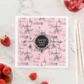 Paris Joyeux Noel Personal Pink Christmas Napkins (インサイチュ)