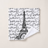 Paris L’Amore Black and White Eiffel - Romantic バスタオルセット (ウォッシュタオル)