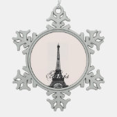 Paris – La Tour Eiffel pastel Eiffelturm スノーフレークピューターオーナメント (正面)
