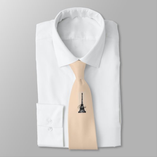 Paris – La Tour Eiffel tie apricot ネクタイ (タイ)