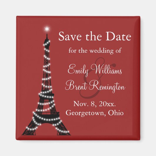 Paris Lights Save the Date Magnet マグネット (正面)