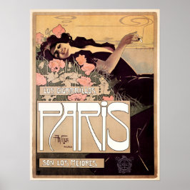 PARIS Los Cigarillos 1901by Artist Aleardo Villa ポスター