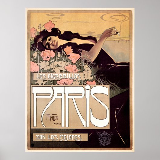 PARIS Los Cigarillos 1901by Artist Aleardo Villa ポスター (正面)