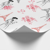 Paris Love Pattern – Eiffel Tower & Roses Seamless ラッピングペーパー (角)