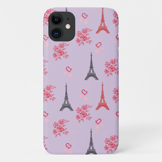 Paris Love Pattern – Eiffel Tower & Roses Seamless Case-Mate iPhoneケース (裏面)