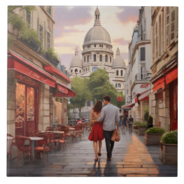 Paris Love: Romantic Couple by Sacre Coeur Church タイル