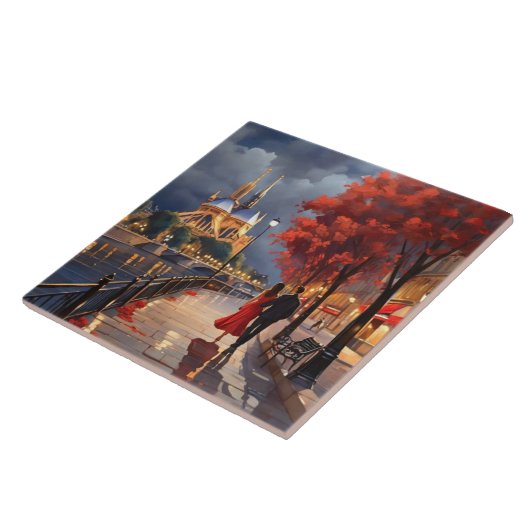 Paris Love: Romantic Couple by Seine Notre Dame タイル (側面)
