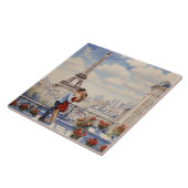 Paris Love: Romantic Couple Eiffel Tower Balcony タイル (側面)