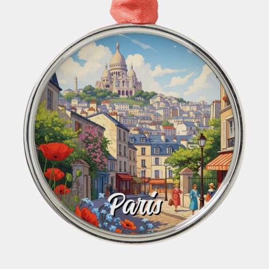Paris Montmartre Postcard メタルオーナメント (正面)