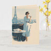Paris Morning Coffee Elegance カード (黄色い花)