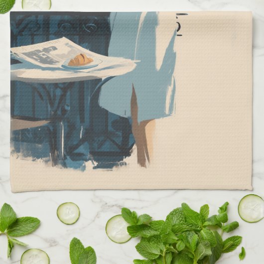 Paris Morning Coffee Elegance キッチンタオル (折り畳み)