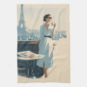 Paris Morning Coffee Elegance キッチンタオル (縦)