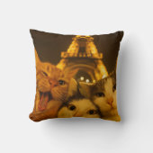 Paris Night Cat Selfie Squad Lover                 クッション (正面)