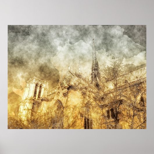 Paris Notre-Dame Cathedral ポスター (正面)